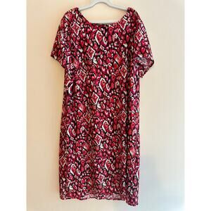 Jude Connally Ella Stretch Dress Jude Cloth in Pink Cheetah Ikat Large